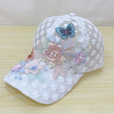 Baseball Cap Thin Lace Cap Women's Embroidery Flower Mesh Sunscreen Sun Hat