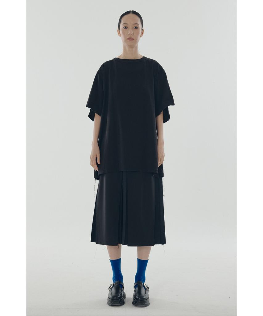 RECODE A-Line Slit Pleats Lining Skirt