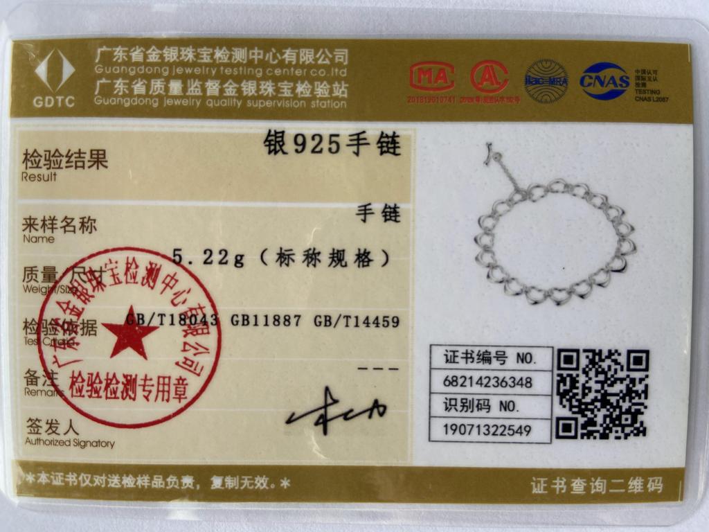 925 Sterling Silver Fashion Jewelry Heart Bracelet