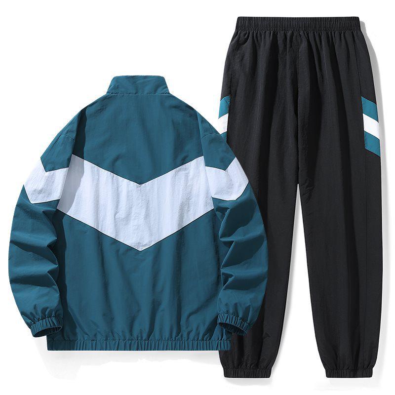 Men's Sporty Cardigan Stand Collar Jacket & Pants Set for High School Students
