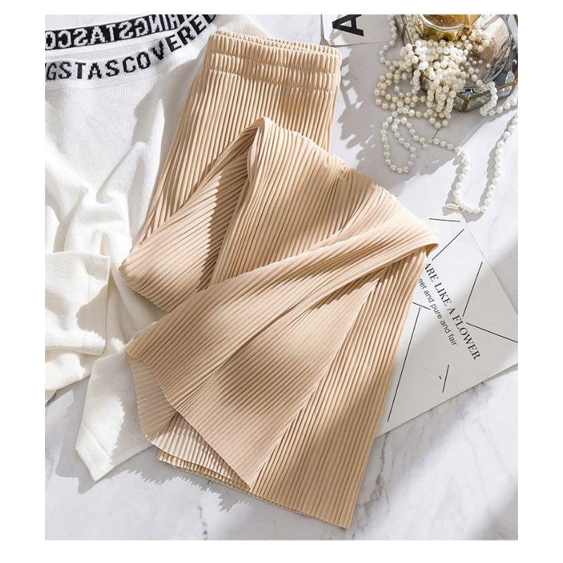 

Женские брюки, тонкие широкие брюки, свободные брюки с высокой талией, повседневные брюки с драпировкой для студентов, с чувством волочения по земле XXL абрикосовый