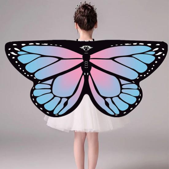Halloween Cape Realistic Looking Vibrant Color Breathable Ultra-Light Easy-wearing Dress Up Chiffon Halloween Butterfly Wings Toddler Cosplay Costume