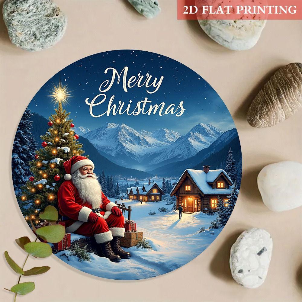 Vintage Metal Sign Blue Deer Merry Christmas Retro Tin Plate Wall Decor Home Holiday Gift 20 Cm