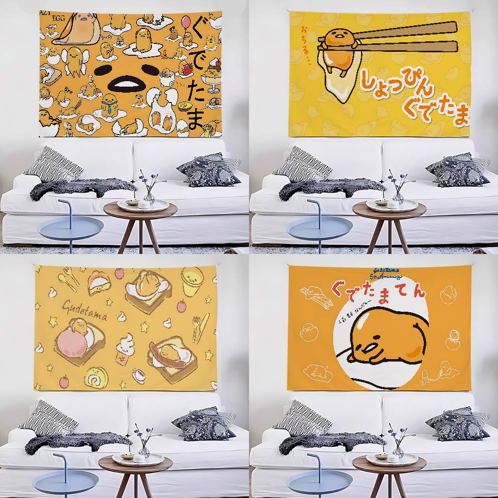 GGudetama LLazy Egg Tapestry Wall Hanging Tapestry Art Deco Blanket Curtain Hanging At Home Bedroom Living Room Decor