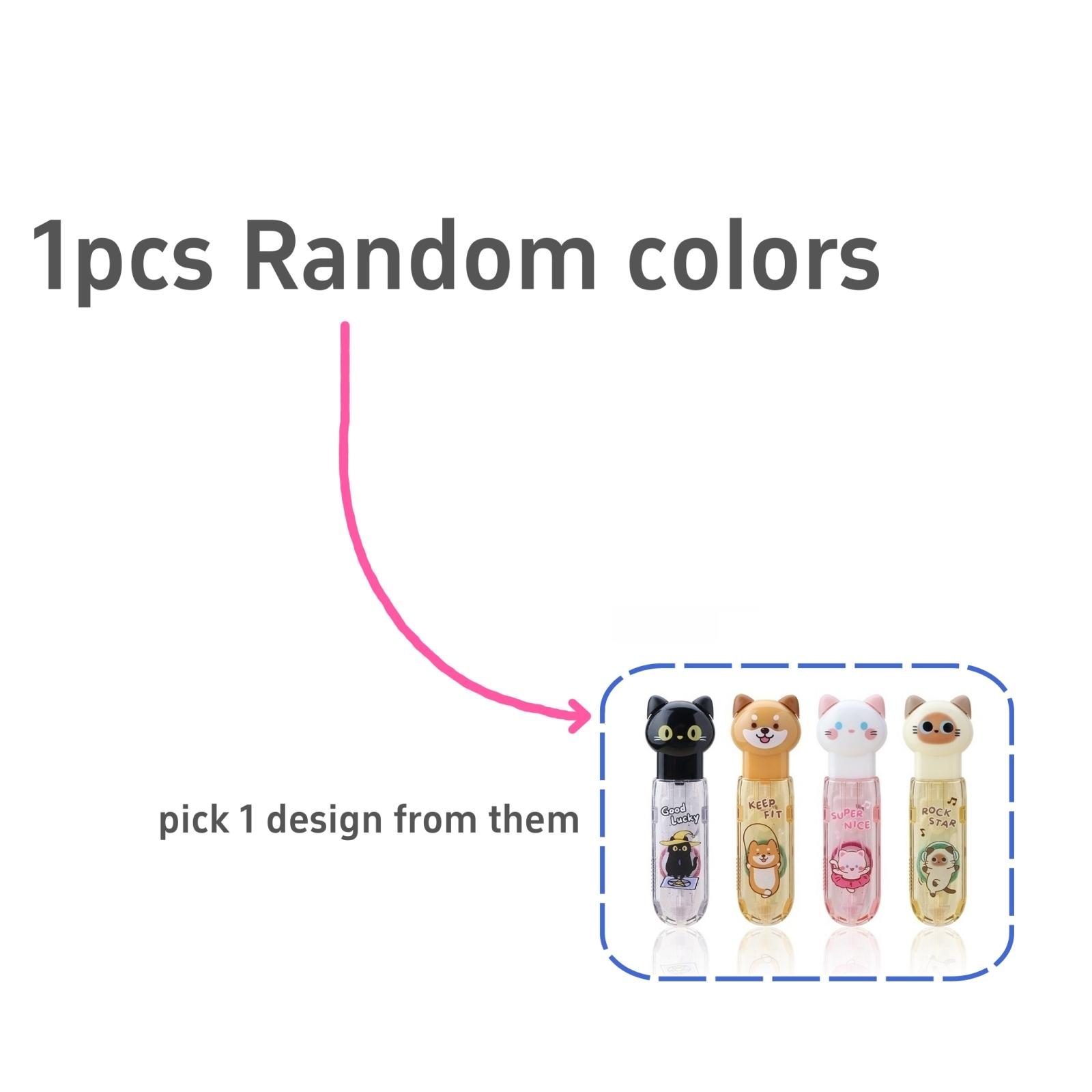 

1/4 шт. Милая животная клейкая лента нажимного типа, мультяшный дизайн, мини-портативный размер 5 мм*6 м, в форме ручки, для DIY бумажной работы, искусства