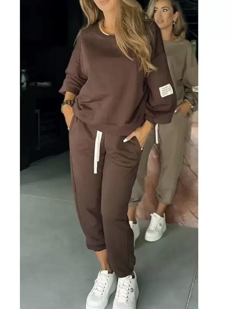 2025 New Women's Cross-border Women's Amazon eBay Casual Sports Sweater Pants Leggings Casual Pants Two-piece Set