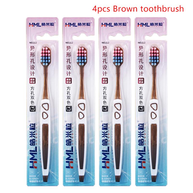 4 Packs High-End Caring Soft Nylon Bristle Toothbrush Set, Ergonomic Handle, Ideal Choice For Travel And Hotels