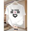 European Size Fashionable Casual Men'S Short Sleeve T-Shirt | Eye-Catching Nepal Flag Pattern, Crew Neck, High-Quality, Perfect for All Seasons