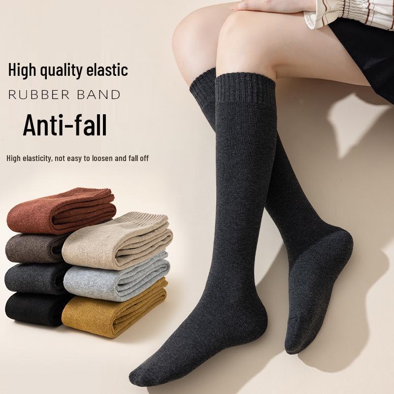 Women's Thick Terry Calf Socks - Warm, Slimming, Solid Colors - Long Japanese JK Style for Autumn and Winter
