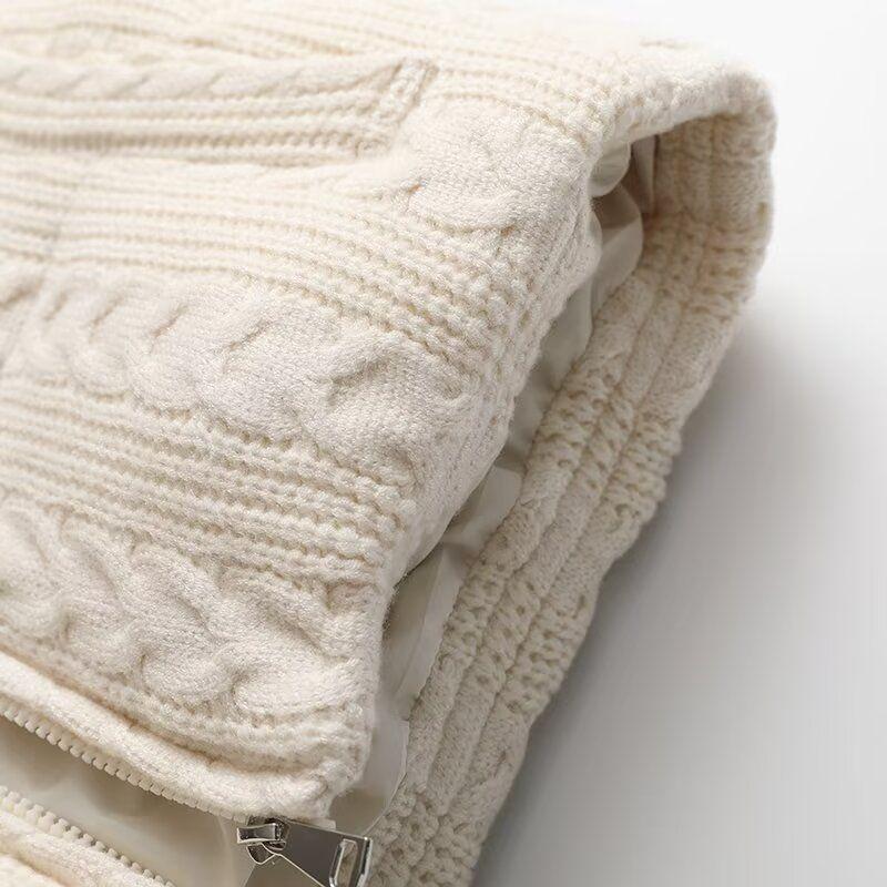 Kaslead New Women Clothes Western Style Fashion Simple and Versatile Knitted Cotton-Padded Coat Vest 6318224