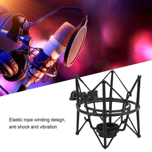 Metal Microphone Shock Mount Clip, Anti-Vibration Spider Microphone Shock Mount with Adjustable Locking Knob for Music Studio, Gaming, Live Recording,