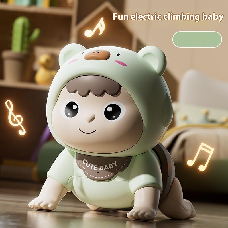 1 Piece Toddler Learn To Climb Educational Moving Toy Electric Baby Doll Crawling Toys With Sound For 0-12 Months Gift