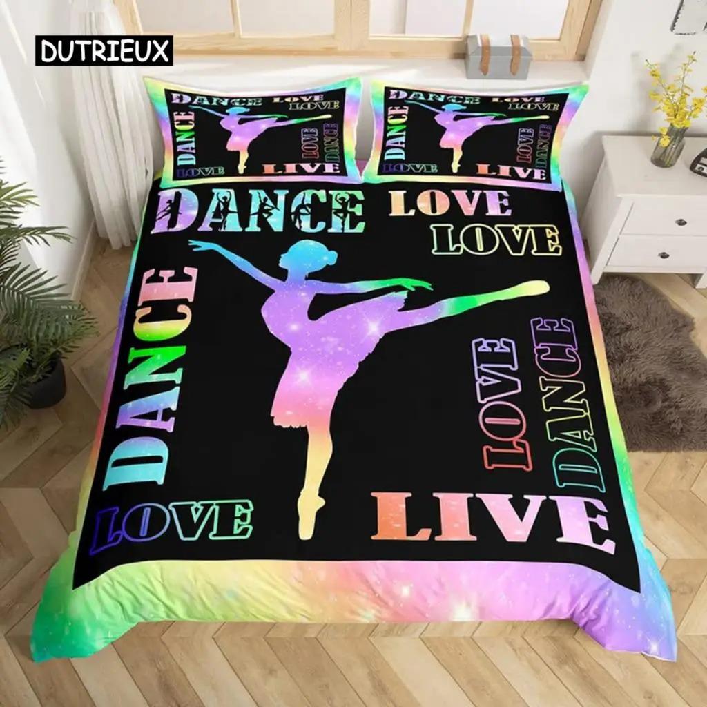 Ballett Bettwäsche Set Liebe Gymnastik Bettwäsche Set Polyester Tänzer Musikalische Decke Abdeckung