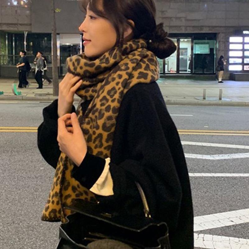 Elegant Leopard Print Long Neckerchief Casual Wear Scarf Hiphop Scarves for Casual Wear