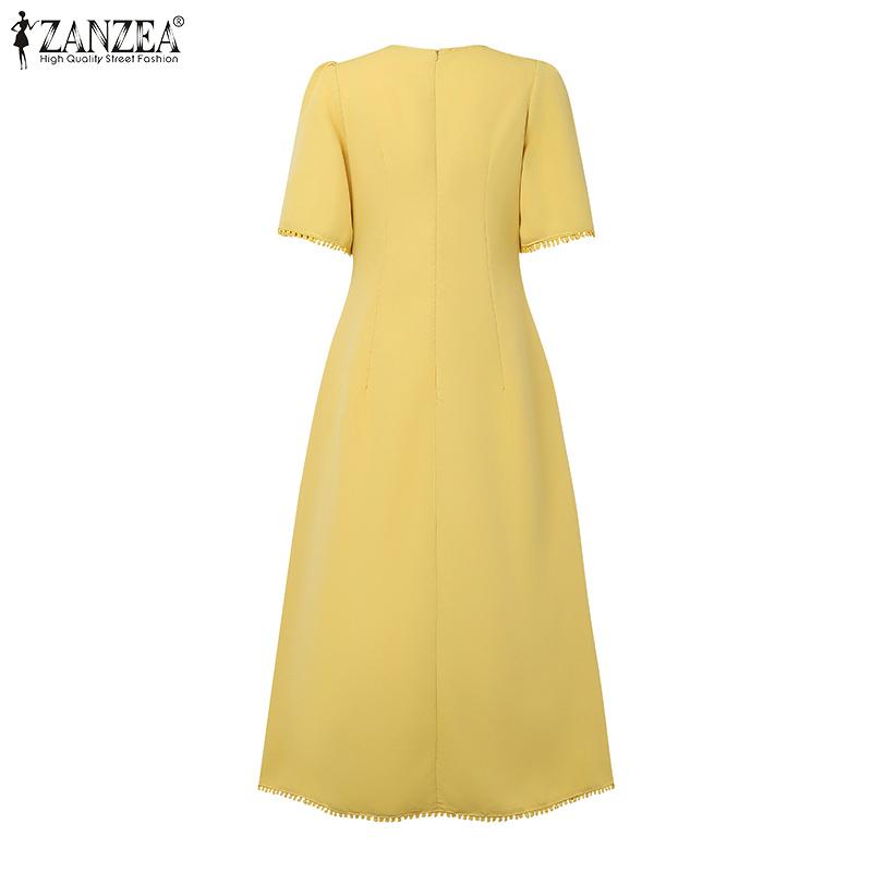 ZANZEA Rochie Casual de Vară cu Mânecă Scurtă și Decolteu în V pentru Femei