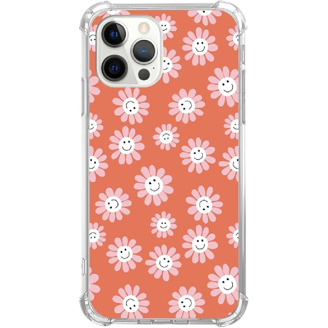 Aesthetic Wild West Adventure Phone Case for iPhone 15 Pro Max, West Cowboy Desert Cover for Teens Women Men, Soft TPU Shockproof Case for iPhone 15 Smile Face Daisy