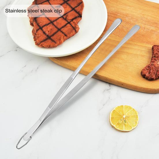 2Pcs Kitchen Cooking Tongs 12 Inch Food Clamp Stainless Steel Fine Tweezers with Serrated Tips for Chef Grill BBQ Pasta Salad