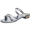 Two wear high-end sandals for women's summer wear 2025 new Korean version of versatile fashion women's low-heeled large-size rhinestone sandals
