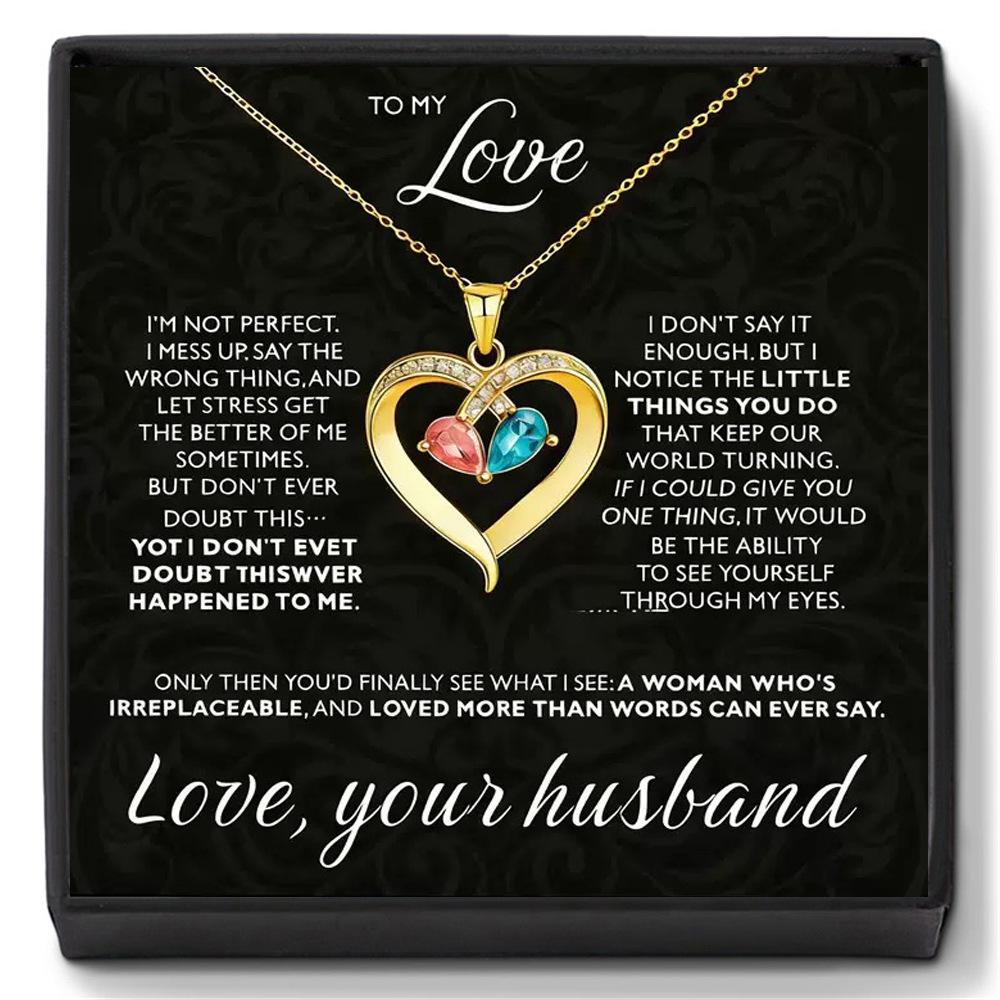 Creative Zodiac Heart & Water Drop Pendant Necklace with Engravable Name