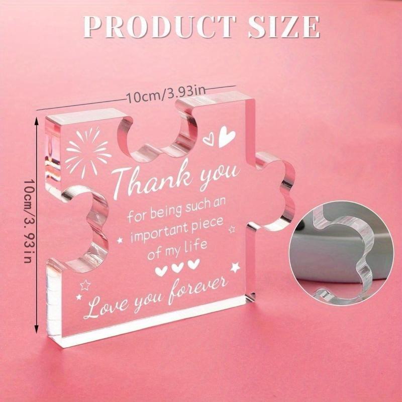 Thank You Puzzle Plaque. Unique acrylic desk decor for coworkers, teachers & friends.