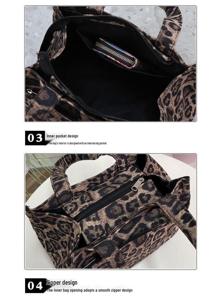 2024 Leopard Print Chic Tote Bag: Large Capacity, Fashionable Korean Style Casual Handbag for Women