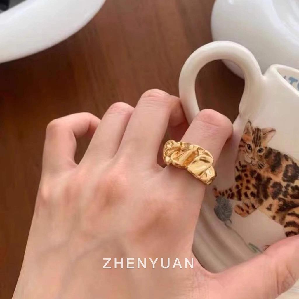 Korean Croissant Open Pig Nose Adjustable Double-Layer Ring for Women