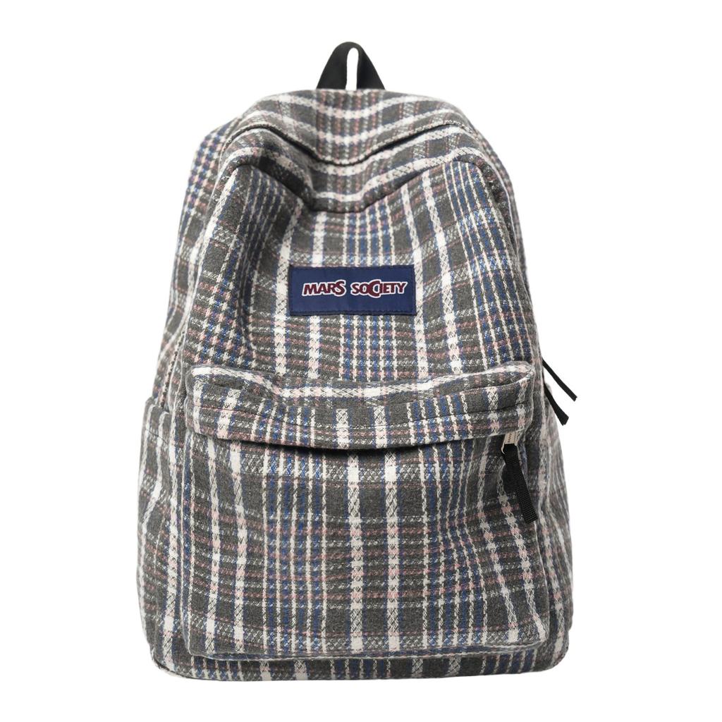 Schultasche Herbst und Winter neuer karierter Rucksack weiblich Koreanischer fauler Stil Pendlerrucksack Grund- und Sekundarschüler Rucksack mit großer Kapazität