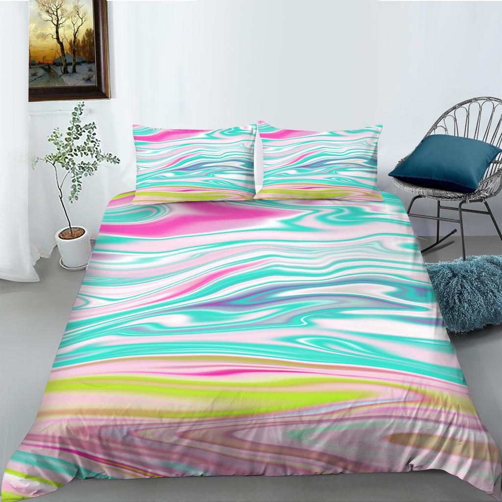 Marble 3D Digital Printing Quilt Cover Pillowcase Two Three Piece Set Polyester