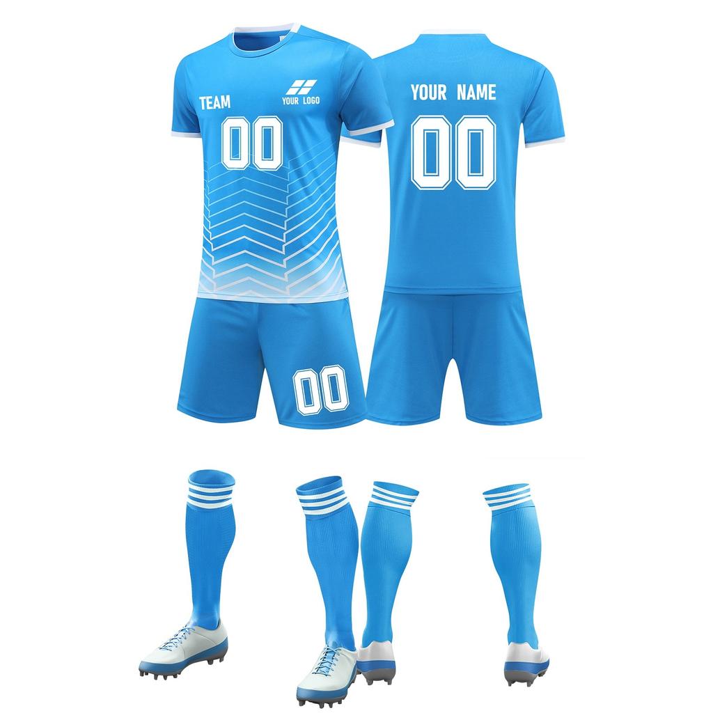 Men's Breathable Soccer Jersey Set with Shorts and Socks Quick-Dry Sports Uniform for Training and Matches