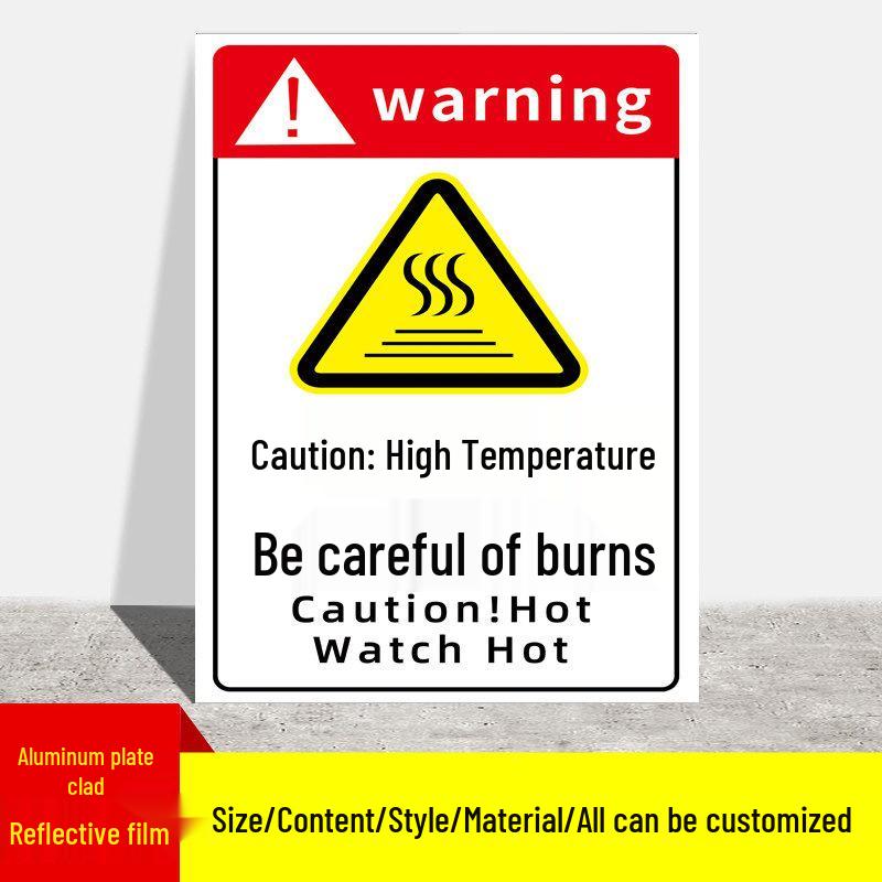 High Temperature Warning Sign: Caution - Hot Surface, Do Not Touch, Avoid Burns.