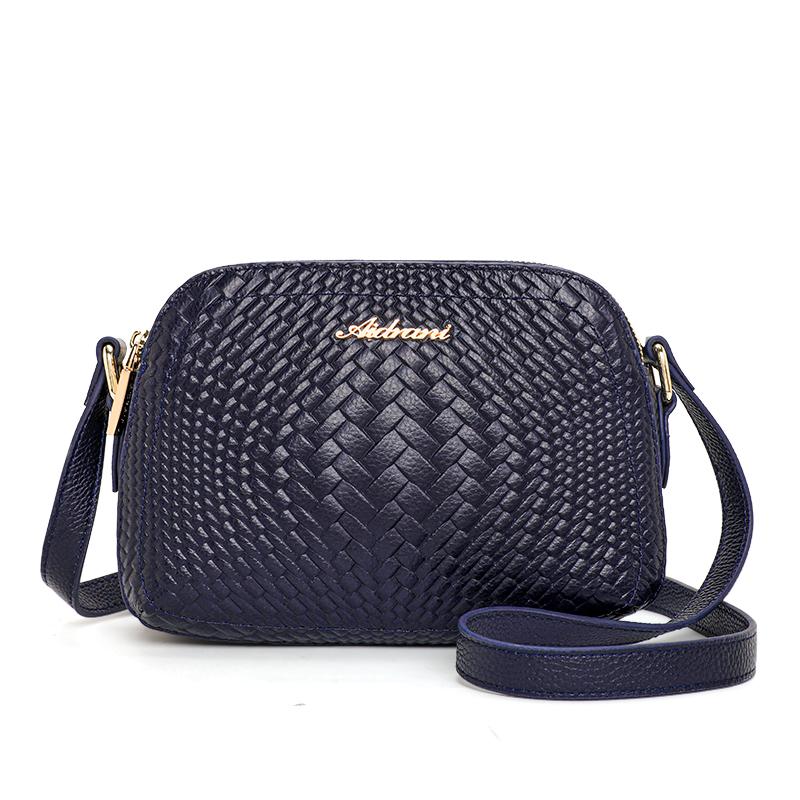 

Новая женская плетеная сумка через плечо на одно плечо, повседневная и универсальная маленькая круглая сумка из коровьей кожи темно-синий
