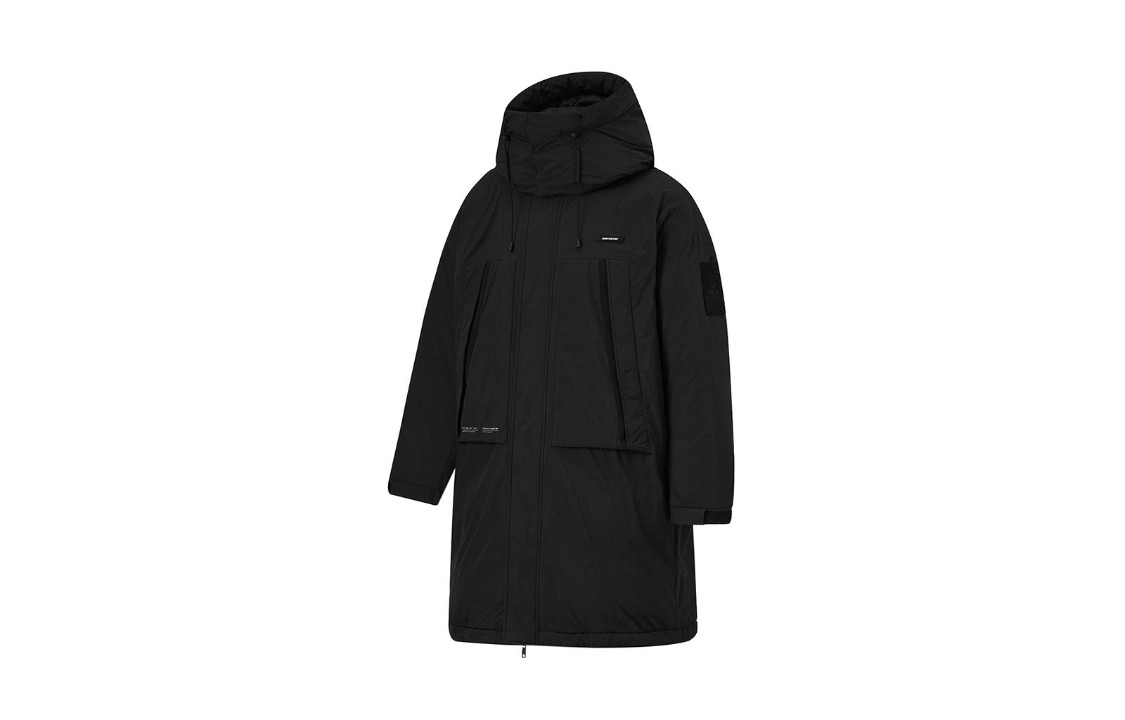 Li Ning Outdoor Collection Down Jackets Unisex Black Hooded Moderate Down Coat AYMT279-1 L