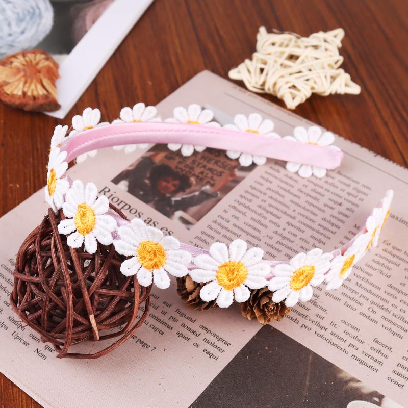 Boho Chic Daisy Girls Headbands Women Solid Embroidery Flower Hair Bands Kids Candy Chrysanthemum Headwear Hair Accessories