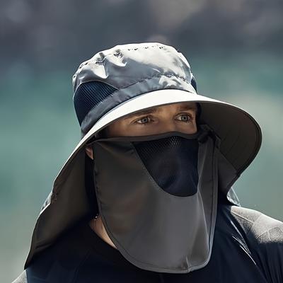 1pc Men's Sun Protection Fishing Hat with Face Cover - UV Shield for Summer & Mountaineering