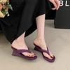 Fashion SUOJIALUN 2025 Summer New Brand Women Slipper Fashion Narrow Band Ladies Elegant Flip Flops High Wedge Heel Dress Sandal Pumps