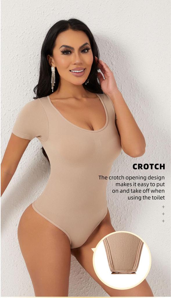 Women's Short Sleeve Tummy Control Shapewear Bodysuit