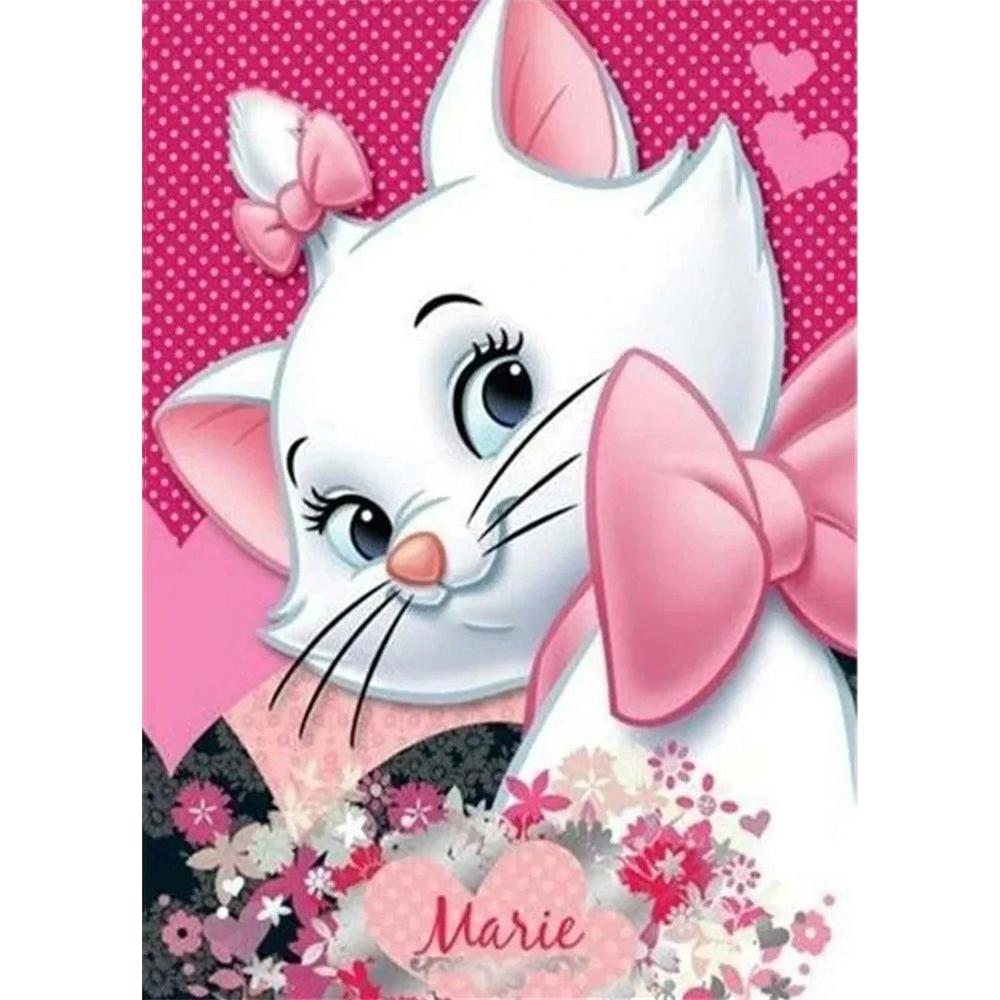 Disney Diamond Painting Marie Cat Sweet Girly Art Painting 5D Mosaic Art DIY Cross Stitch Embroidery Set Full Diamond Home Decoration Gift Round 20x30cm