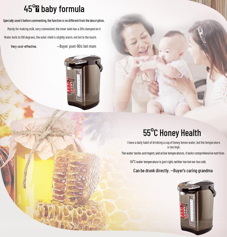 Apache AHP-5083 5L Electric Hot Water Bottle with 304 Stainless Steel Inner Pot and Insulated Constant Temperature Kettle.