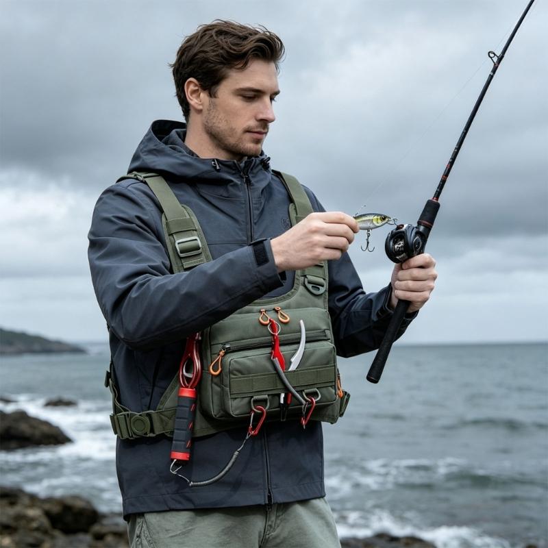 Fishing Chest Bag Splashproof Outdoor Travel Sports Vest Bags Multiple Compartment Chest Pack for Men And Women