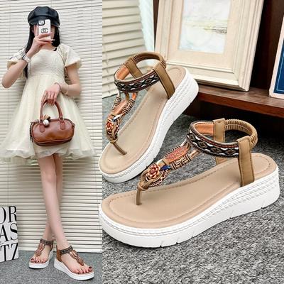 Fashion Plus Size Bohemian Style Flat Sandals for Women Summer Casual Comfortable Beach Shoes Femme Soft Boottom Footwear Shoes
