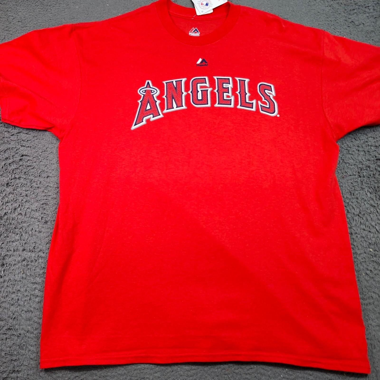 Los Angeles Angels Mike Trout 27 Red Graphic Mens XL Majestic M952-0484 Unisex T-Shirt S