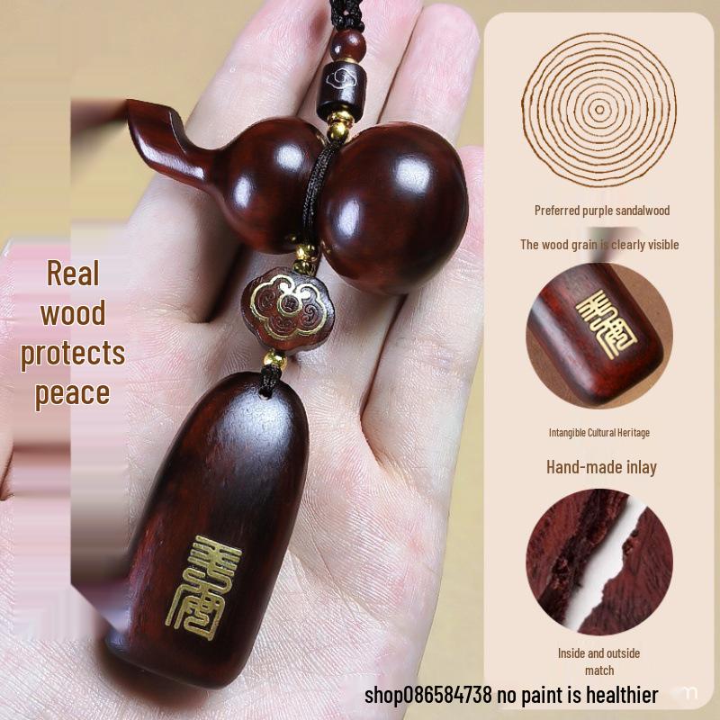 Sandelholz Kürbis Autoanhänger: High-End Amulett für Frieden und Sicherheit, Rückspiegel-Ornament.