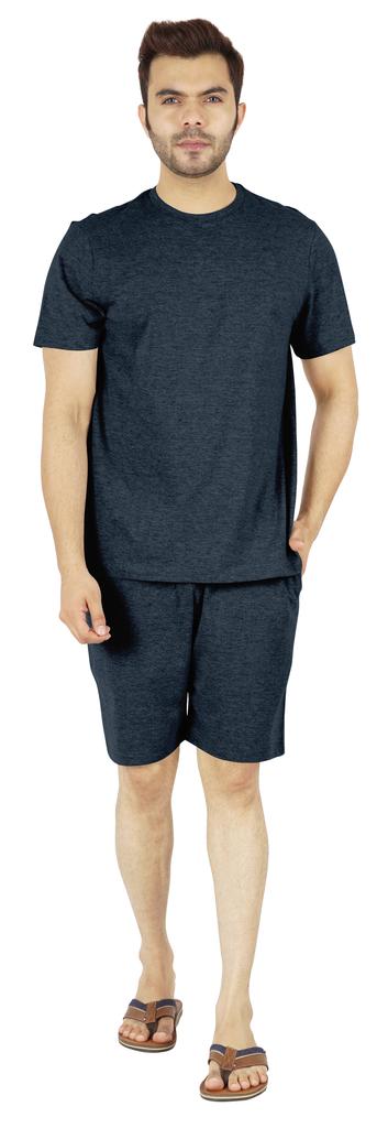 Inkmeso Solides Baumwoll-2-teiliges Nachtwäsche-Set Sommer-Shorts und T-Shirt-Set für Herren Schlafbekleidung Klassischer Pyjama