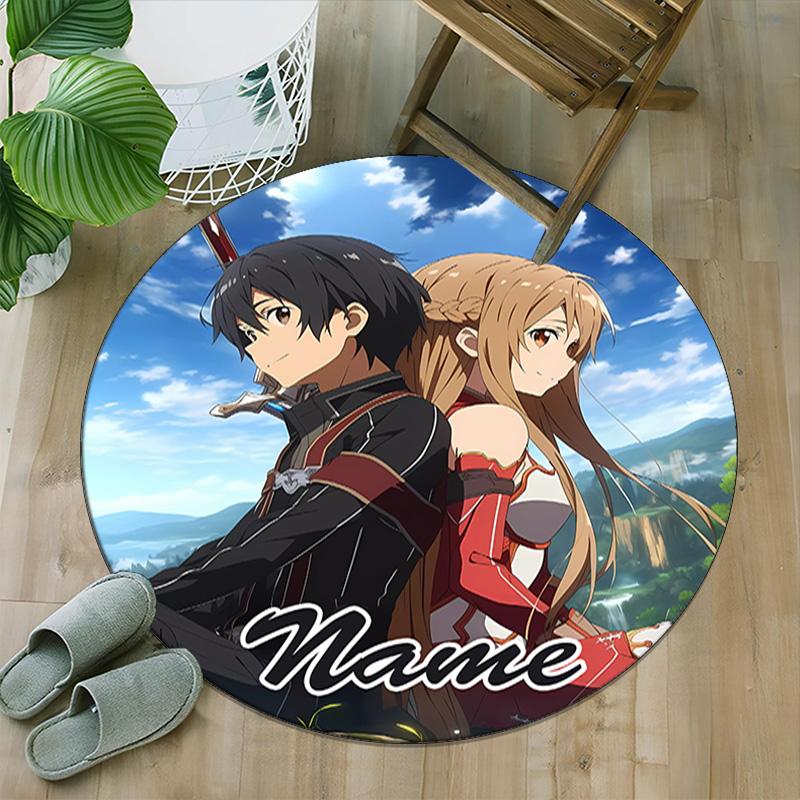 Customizable S-Sword Art Online2 Round Non-Slip Carpet - Ideal for Garden, Picnic, Office, Perfect for Decoration, Suitable For All Seasons