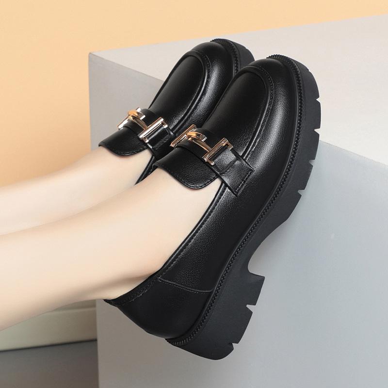 Mode Britischer Stil Dicke Sohle Lackleder Slipper Damen Plateau Schuhe 2024 Frühling Flache Blockabsätze Schuhe Büro Elegant