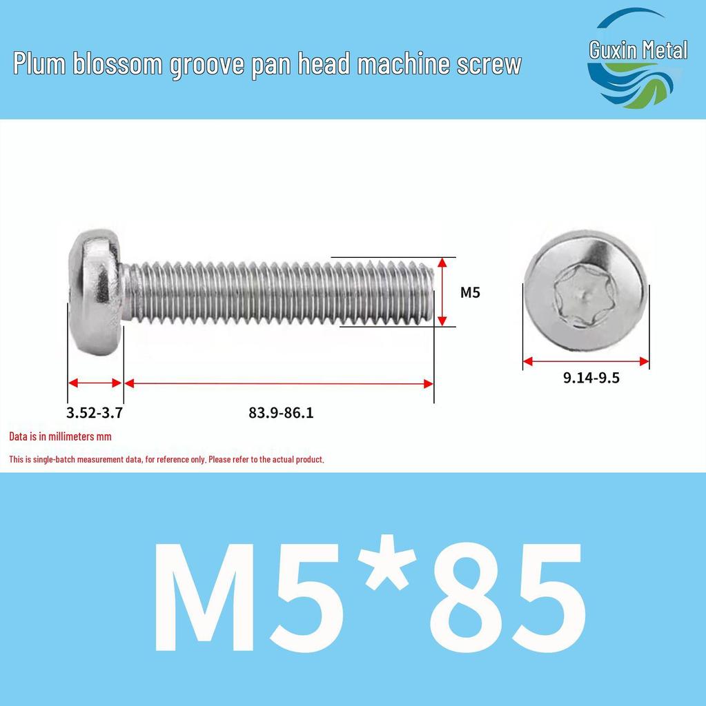 304 Stainless Steel Pan Head Torx Machine Screw, GB2672, M2-M, Without Collar