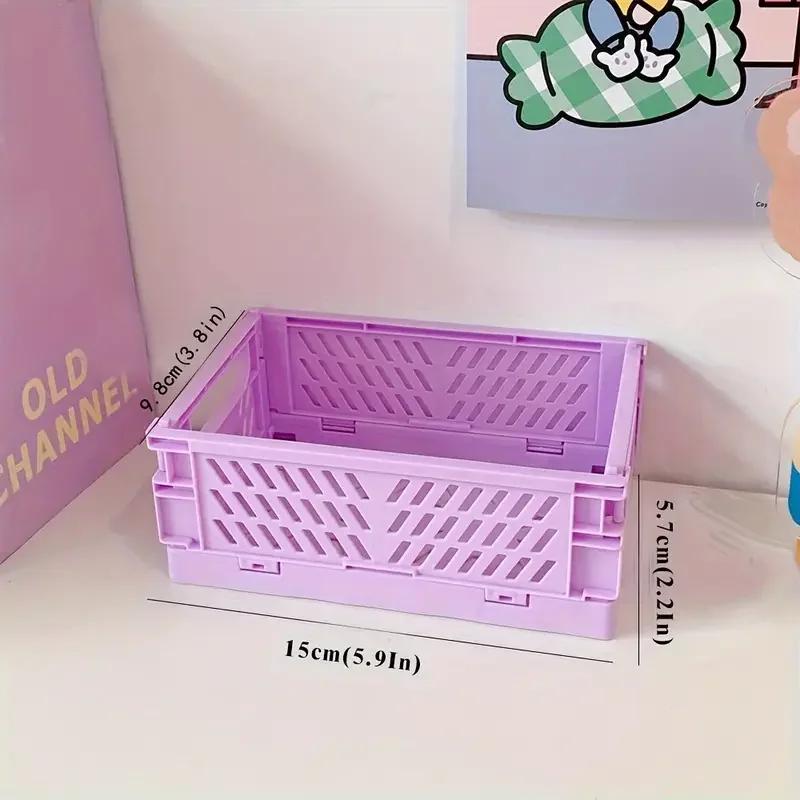 6-color folding plastic storage box, student desk tidying tape, stationery folding basket, storage basket, storage box