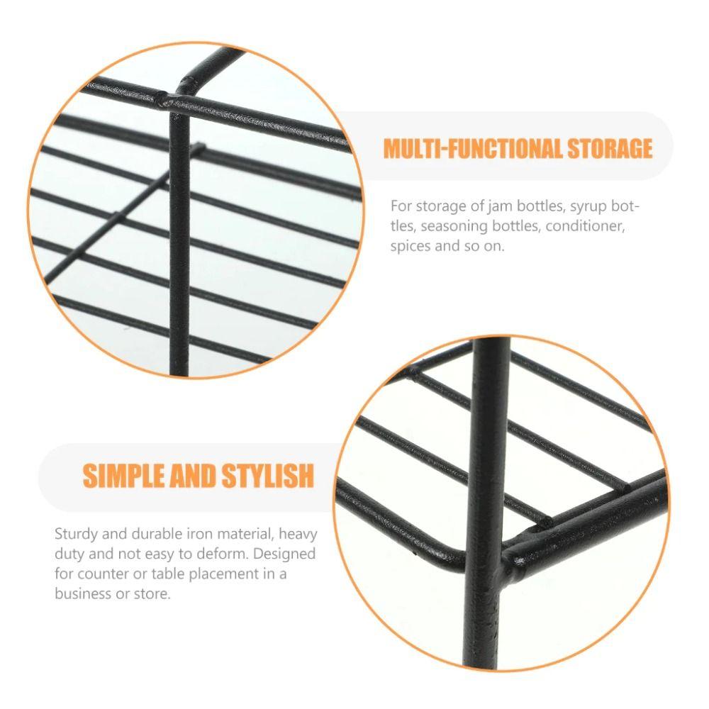 Black Coffee Syrup Rack Metal Kitchen Storage Shelves  for Cabinet Cafe Countertop
