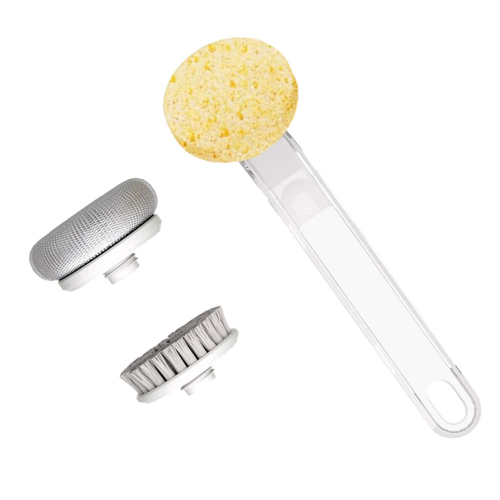 Kitchen Dish Brushes 3 in 1   Handle Pot Pan Sponge Scrubber Brush Cleaning Tool Set