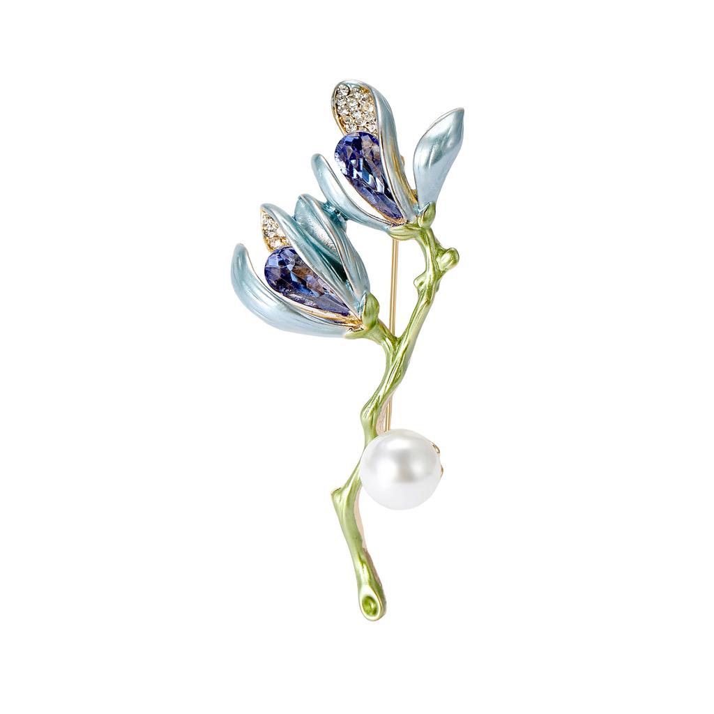 Versatile Elegant Magnolia Floral Brooch Metal Pin Closure For Formal Casual Wear Secured Attachment Design Collar Pin